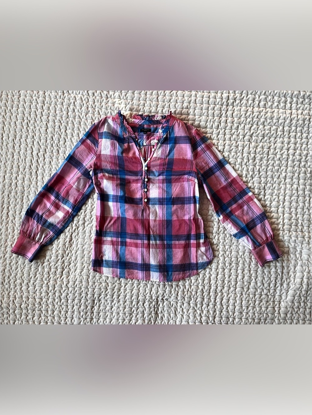 Talbots Petite Plaid Button Down in Pink & Blue Size SP